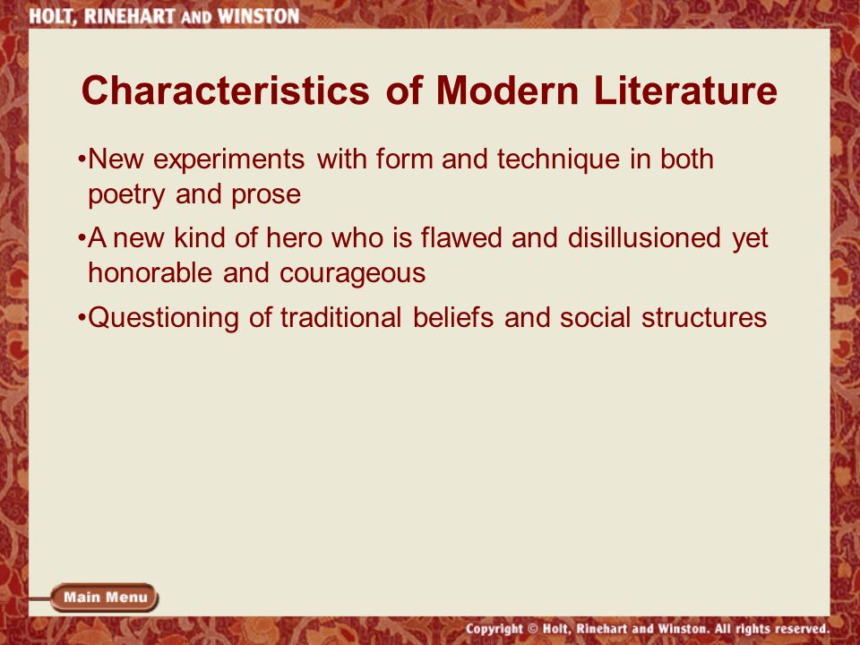 The Main Characteristics of Modernist Literature